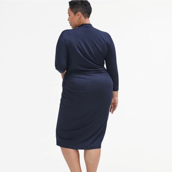 MM LaFleur Blue Stretch Jersey Casey Dress 1X Modern Bodycon Corporate Chic - Picture 7 of 12